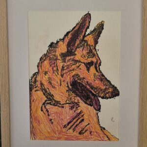 Title: Vigilant Flame – Expressionist Dog Portrait