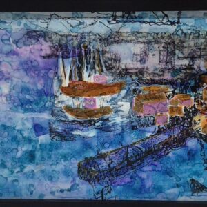 Mist Harbour – Abstract Coastal Scene in Ink